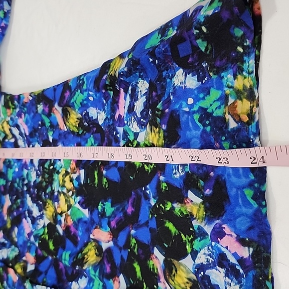 MILLY Silk Jewel-Print Tie-Neck Blouse  blue multicolor Size 4‎ Small - Picture 14 of 15